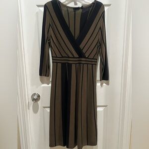 Nina Leonard Surplice Striped Fit & Flare Sweater Dress Size Medium